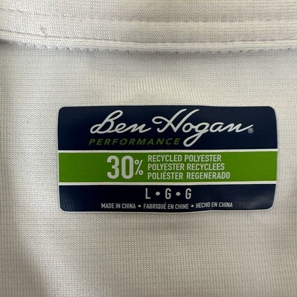 Ben Hogan‎ Shirt Mens Large White Blue Golf Polo Performance Short Sleeve Adult​ - Picture 2 of 7